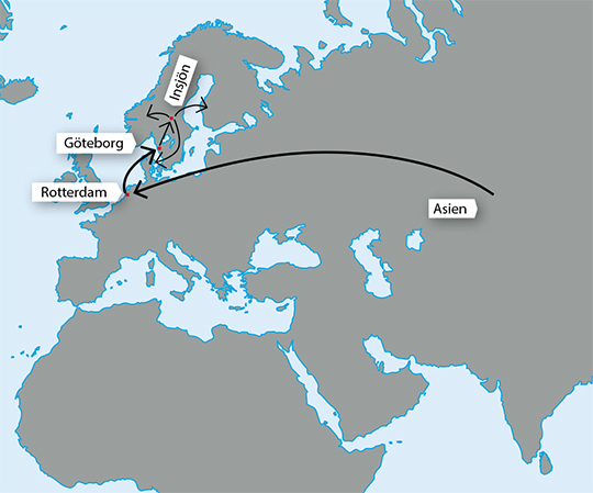 Karta med transportvägar